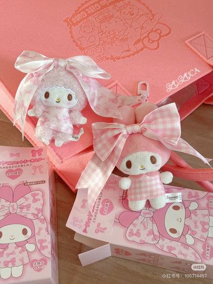 【limit 1】Sanrio三丽鸥｜My Melody Birthday 50th Anniversary Princess Ribbon Secret Mascot Keychain美乐蒂50周年生日粉桃甜心系列大蝴蝶结毛绒玩偶挂件盲盒/全8种｜1枚入