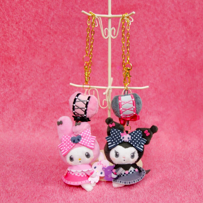 Sanrio｜My Melody 50th &amp; Kuromi 20th Anniversary Fruits Apple Pink Mascot Holder /Plush Keychain｜20cm approx.