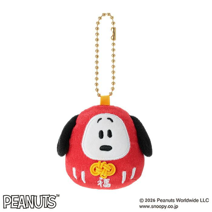 Snoopy｜Peanuts Hannari Daruma Lucky Mascot Holder /Plush Keychain｜H7xW7xD2.5cm approx.