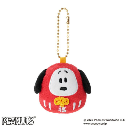 Snoopy｜Peanuts Hannari Daruma Lucky Mascot Holder /Plush Keychain｜H7xW7xD2.5cm approx.