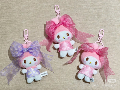 【limit 1】Sanrio三丽鸥｜My Melody Birthday 50th Anniversary Princess Ribbon Secret Mascot Keychain美乐蒂50周年生日粉桃甜心系列大蝴蝶结毛绒玩偶挂件盲盒/全8种｜1枚入