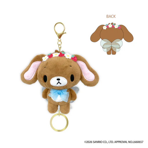 Sanrio｜Sugarbunnies Strawberry Flower Fairy Retractable Reel Mascot Holder /Plush Keychain｜100×135×60mm approx.