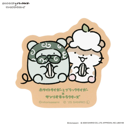 Sanrio｜White Tiger and Black Tiger Characters Smartphone-size Sticker｜80 x 60mm approx.