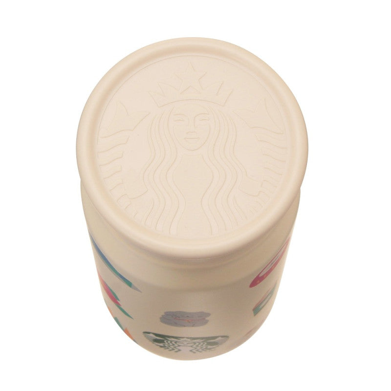Starbucks日本星巴克｜2024年限定哑光奶油色不锈钢达摩保温杯/滤口/防滑底｜355ml
