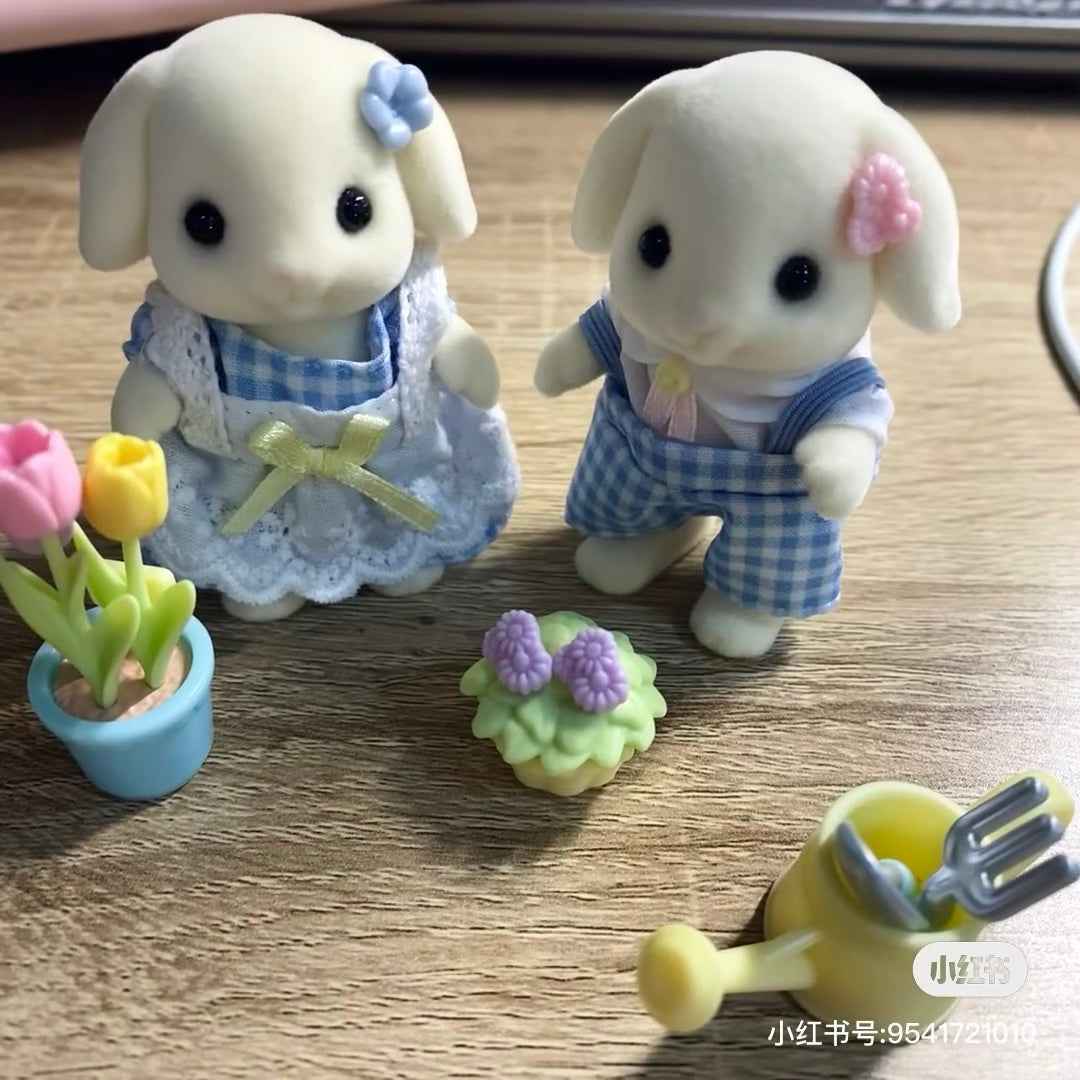SylvanianFamilies森贝儿家族｜Blossom Gardening Set - Flora Rabbit Brother &amp; Sister芙罗拉兔家族/垂耳兔花卉园艺套组5736