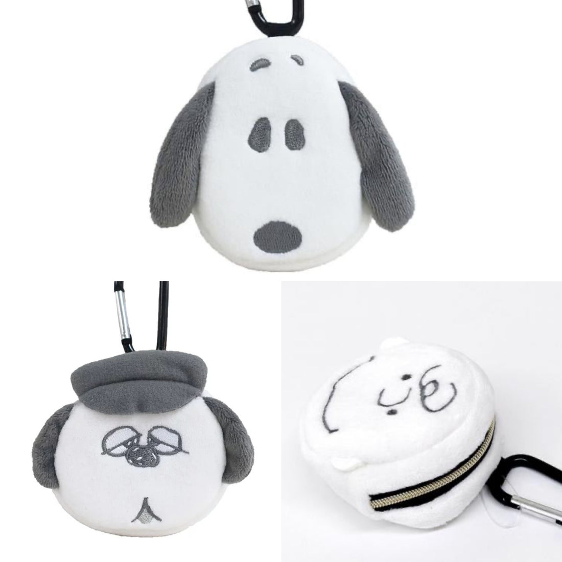 Snoopy史努比｜冬日白色系列圆形大头零钱包｜约幅8.5cm/奥行4cm/高さ8cm