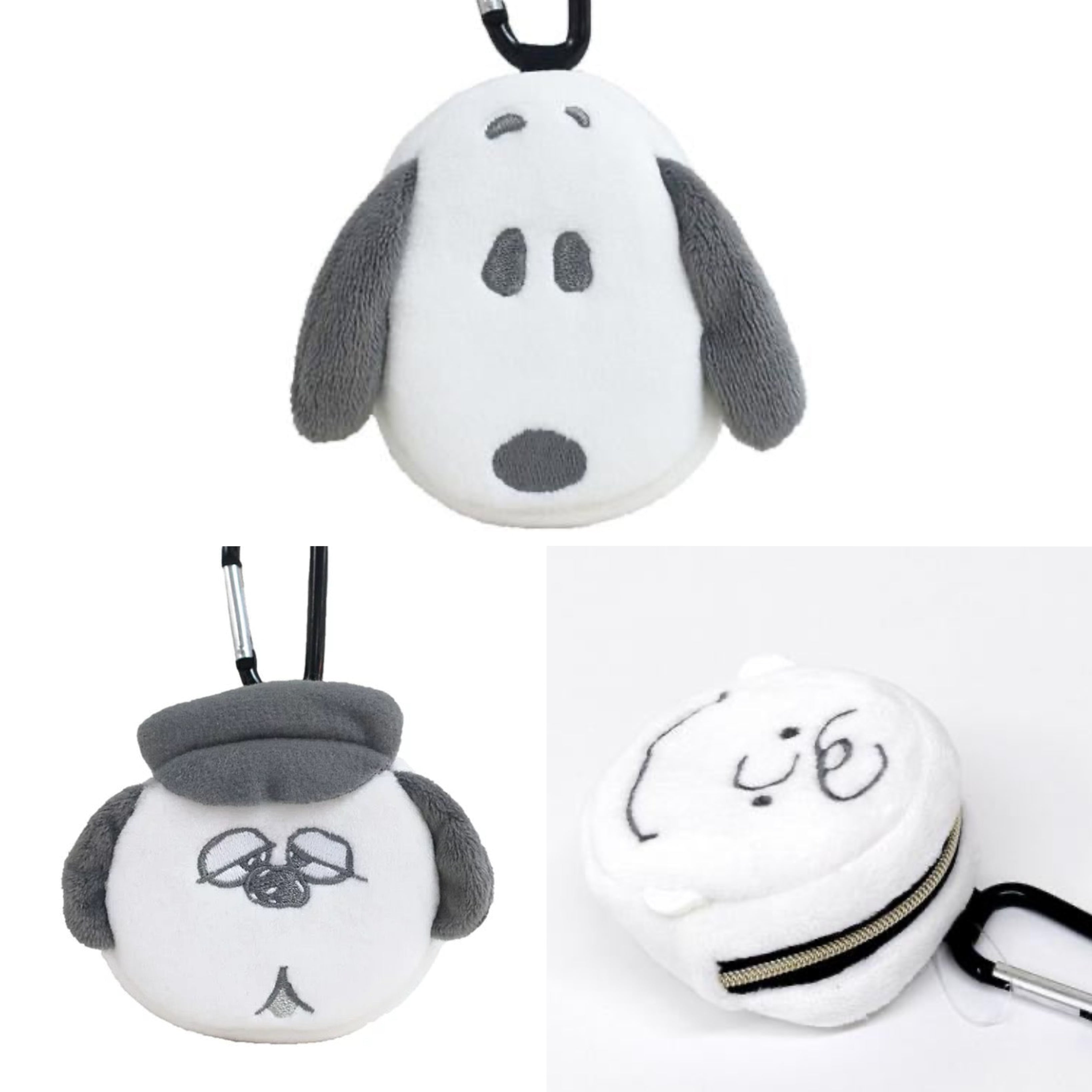 Snoopy史努比｜冬日白色系列圆形大头零钱包｜约幅8.5cm/奥行4cm/高さ8cm