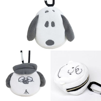Snoopy史努比｜冬日白色系列圆形大头零钱包｜约幅8.5cm/奥行4cm/高さ8cm