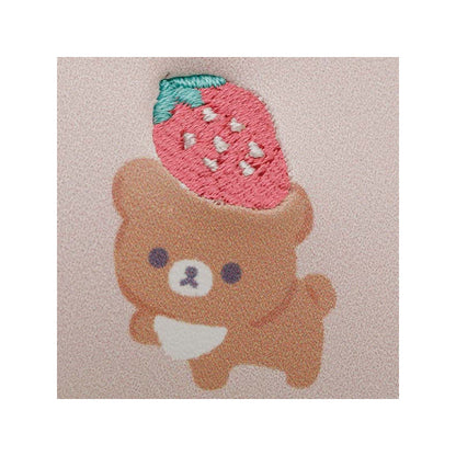 Rilakkuma轻松熊｜草莓日系列皮质感化妆包/笔袋/收纳包/草莓拉链头｜约50×210×100mm