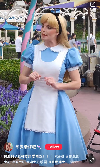 Disney｜爱丽丝梦游仙境Alice Sweet Garden甜蜜花园茶会特辑/水彩蝴蝶结蓬蓬印花围裙/可爱公主裙/女仆装/细节精美｜约87cmx75cm