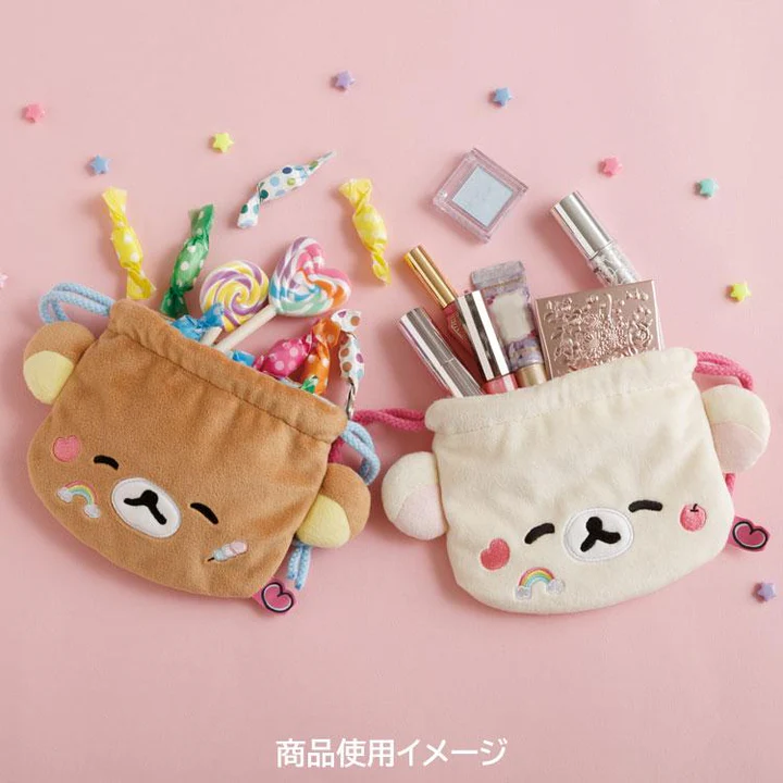 Rilakkuma｜Yuruyuru Pokapoka Warm and Cozy Plush Drawstring Bag｜ 130×200×20mm approx.