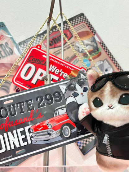 Mofusand｜Diner Acrylic Door Plate (Leather Jacket Meow)｜H100 x W182mm approx.
