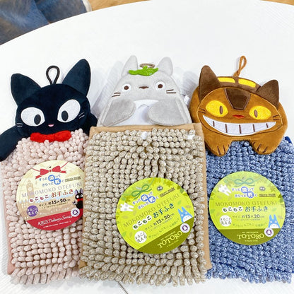 My neighbor totoro｜Fluffy Hand Towel吉卜力宫崎骏卡通角色可悬挂吸水速干超细纤维刺绣擦手巾｜约W16 x H34 x D4 cm