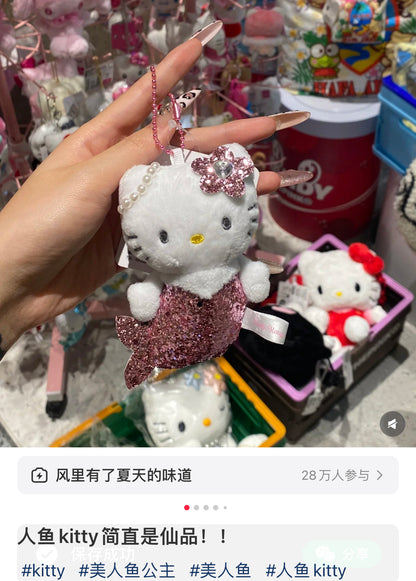 HelloKitty｜Glitter Mermaid Mascot Holder /Plush Keychain｜H100×W83×D63mm approx.