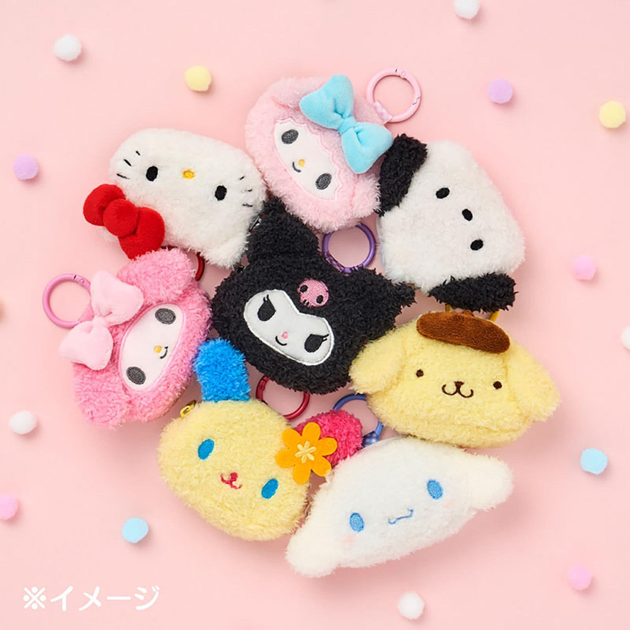 Sanrio｜Face-Shaped Mini Pouch with Carabiner｜W9.5×D3×H7cm approx.
