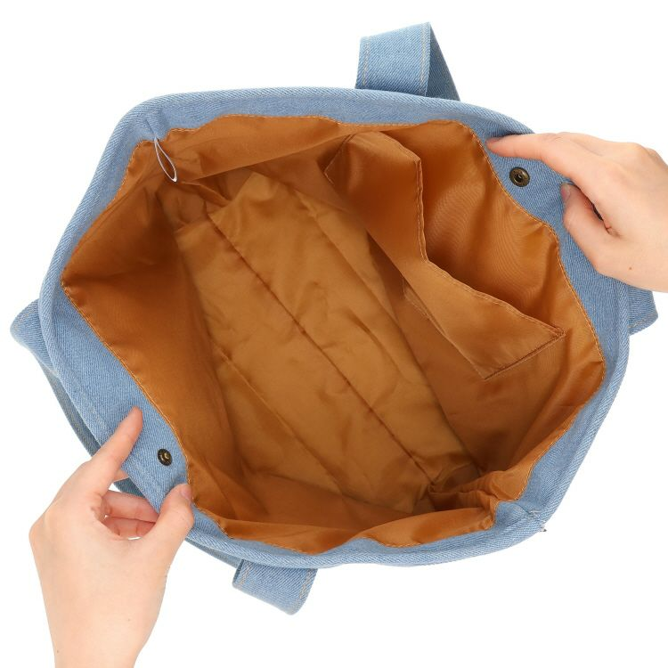 Pickles Frog泡菜蛙｜EDWIN Tote Bag Crayon Touch水洗蓝大容量精致刺绣托特包/手提包/单肩包｜约H32×W44×D14cm