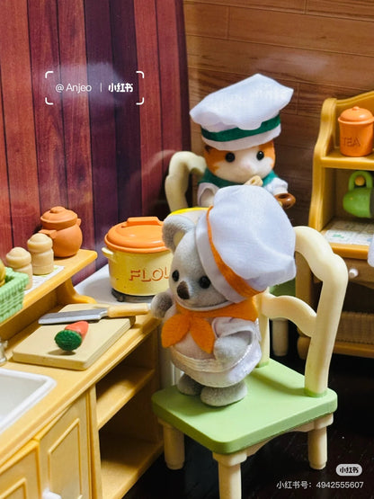 【限购1】SylvanianFamilies森贝儿家族｜ Baby Trio Bakery Epoch Calico Critters烘焙厨师站宝套组