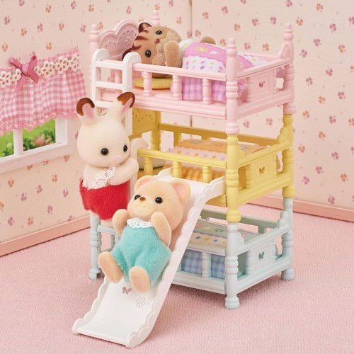 SylvanianFamilies森贝儿家族｜Triple Bunk Beds with Slide可自由拼接三层婴儿床套组/玩具/过家家5741