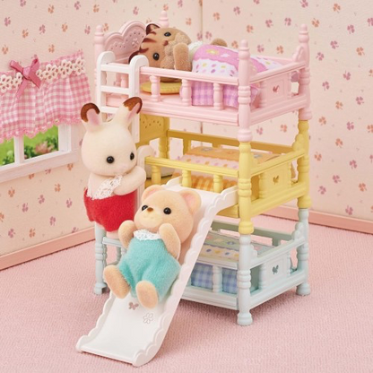 SylvanianFamilies森贝儿家族｜Triple Bunk Beds with Slide可自由拼接三层婴儿床套组/玩具/过家家5741