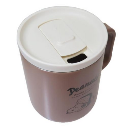 Snoopy史努比｜Peanuts可爱图案翻盖不锈钢保温保冷马克杯/咖啡杯｜400ml