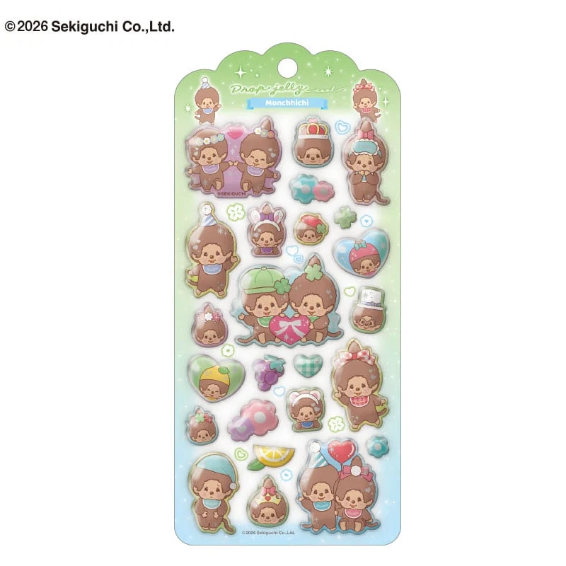 Monchhichi｜Drop Jelly Stickers｜ 200×100mm approx.