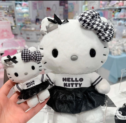 Sanrio三丽鸥｜Mascot Holder Monotone黑白印象千鸟格系列可爱角色毛绒玩偶挂件/包挂｜约7.5×5×11cm