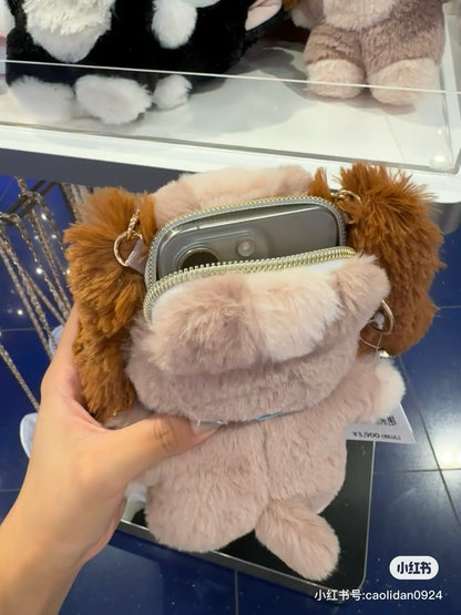 Disney迪士尼｜ Fluffy Pochette Shoulder Bag - Dog Lady流浪汉与小姐毛绒斜挎包/手提包｜约20.5×21×7cm