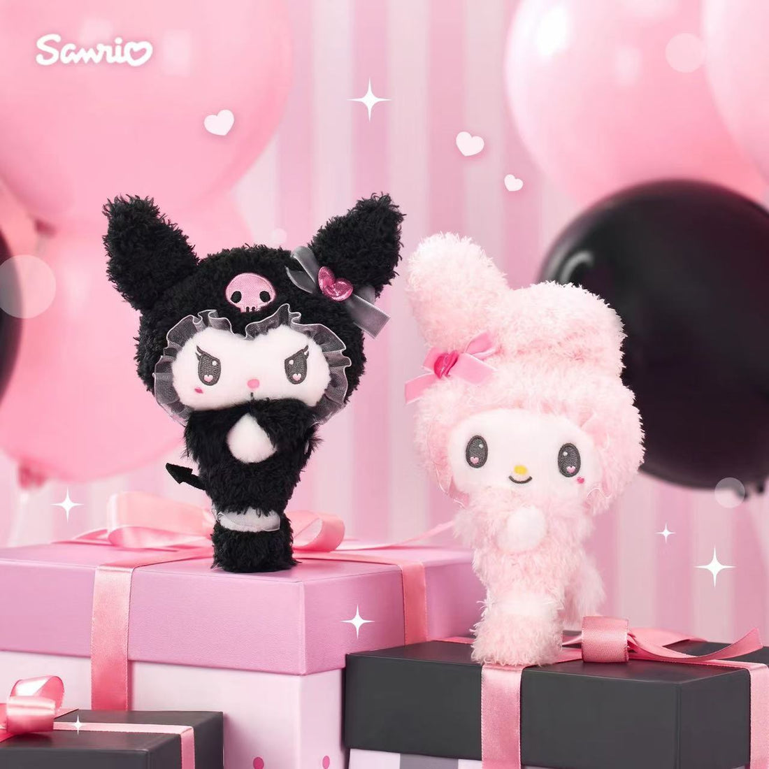 Sanrio｜Kuromi &amp; My Melody : Melousa Romiusa Mascot Holder /Plush Keychain｜10.5×7.5×19cm approx.