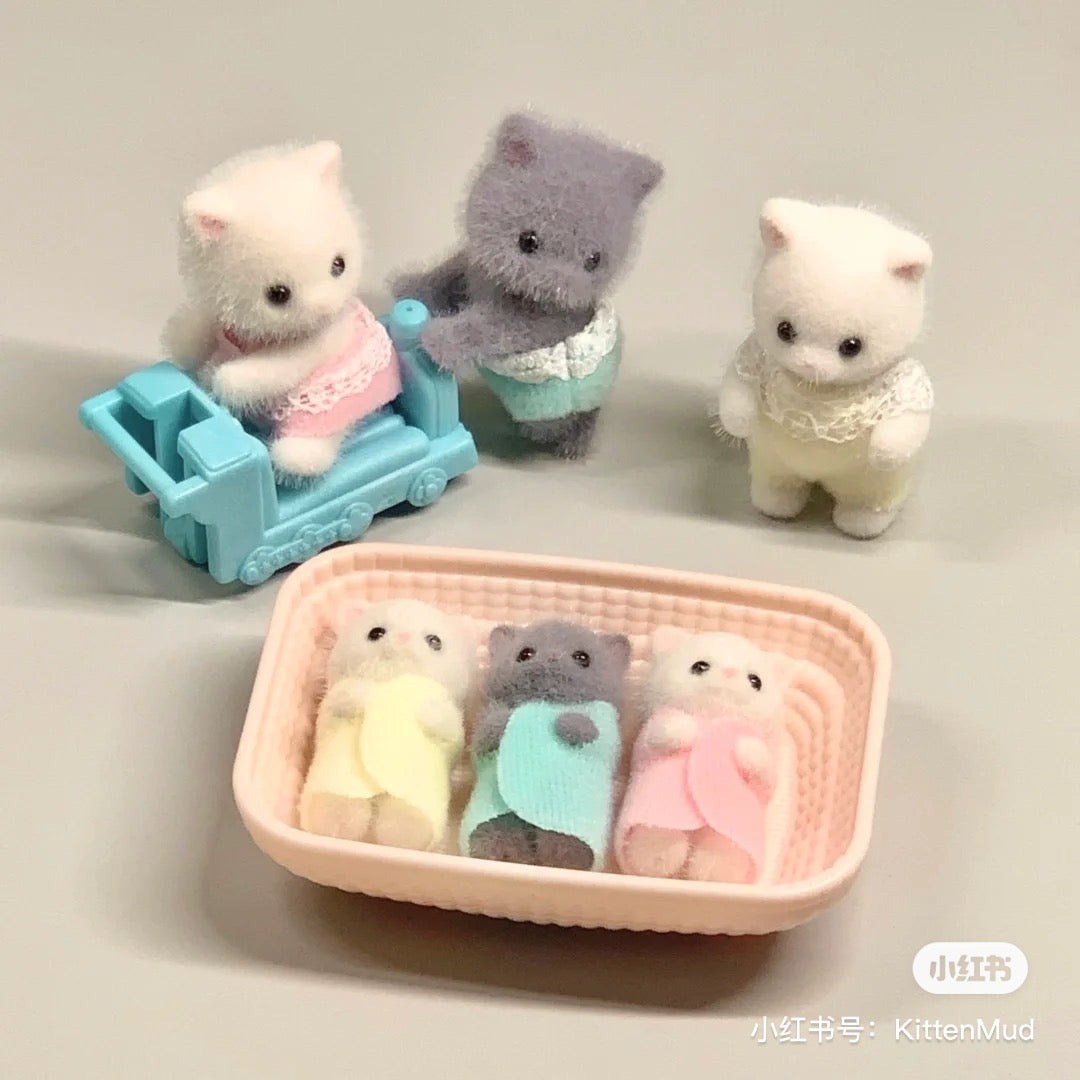 SylvanianFamilies森贝儿家族｜Persian Cat Twins 波斯猫双胞胎宝宝推车套组/玩具/过家家5457