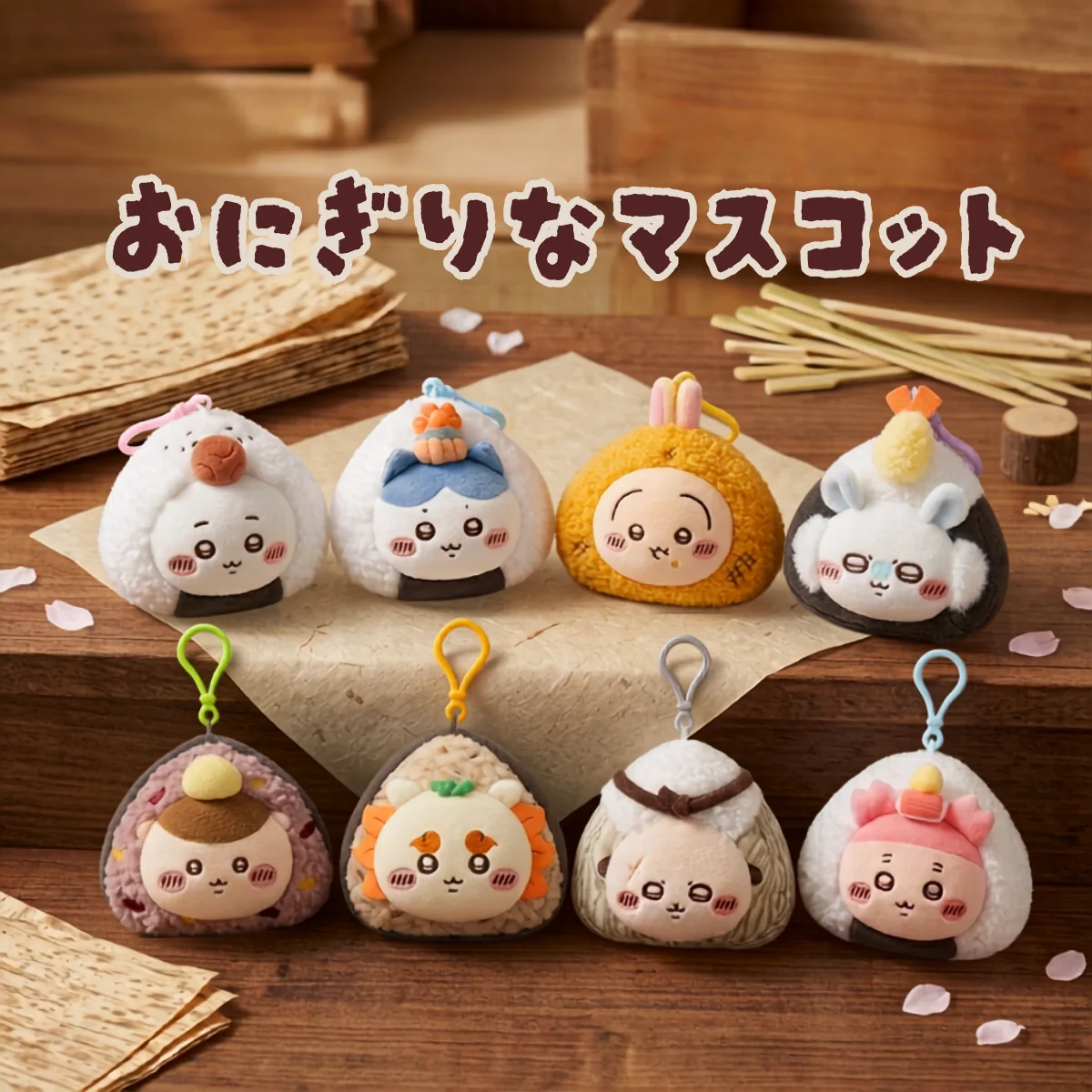 chiikawa｜Onigiri Mascot Holder /Plush Keychain｜H100 x W120 x D90 mm approx.