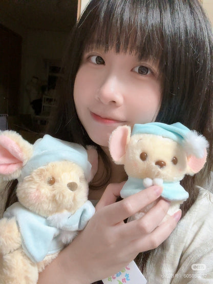 Disney迪士尼｜Winnie the Pooh Urupocha-chan Plush Doll Fruit Latte Color东迪冬日限定水果拿铁色睡衣睡帽斗篷系列豆豆眼毛绒小玩偶/公仔摆件｜约H11.5×W10.5×D7.5cm