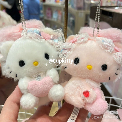 Sanrio三丽鸥｜ Mascot Holder / Fluffy Heart毛茸茸爱心系列平成复古可爱角色玩偶挂件/包挂｜约11×6×13cm