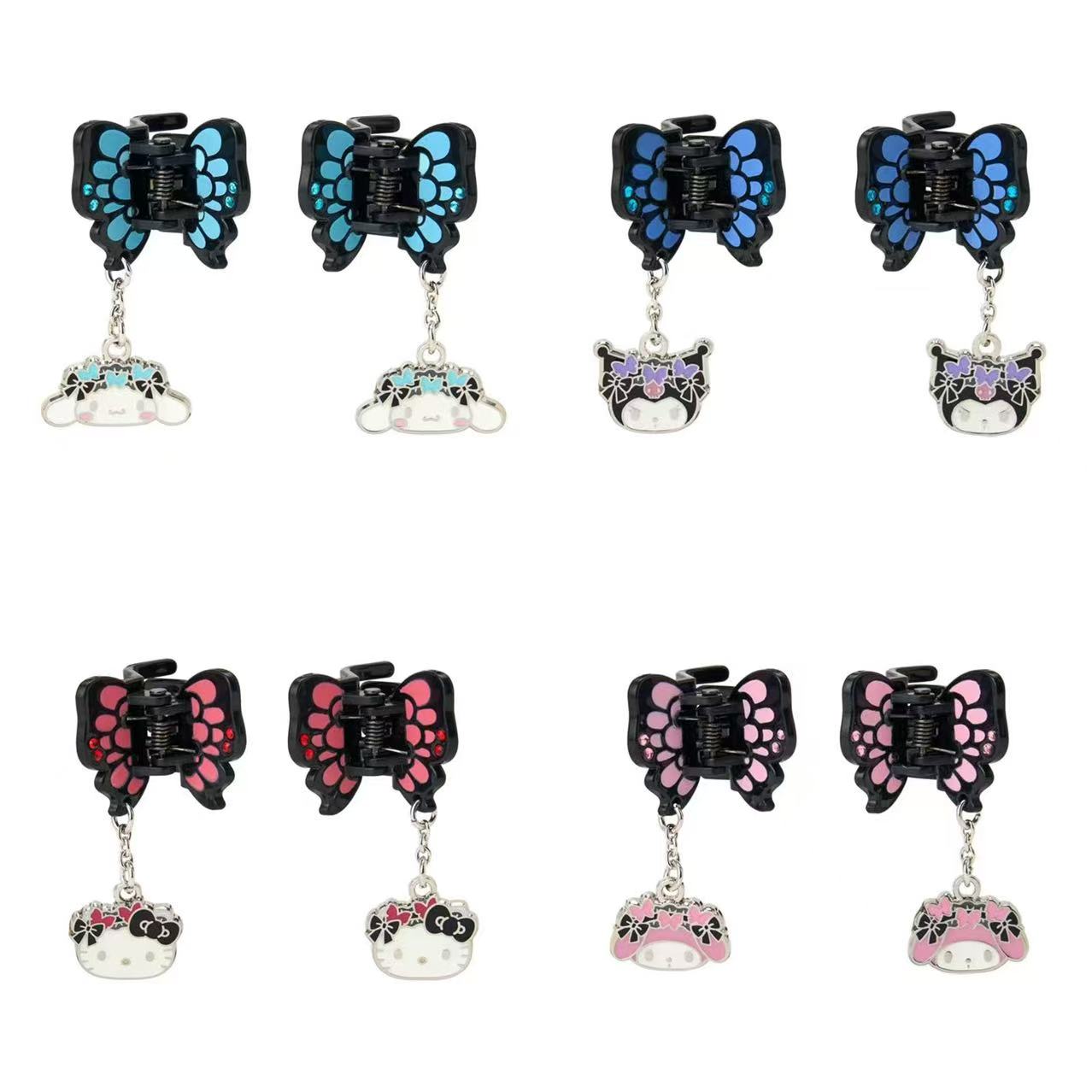 Sanrio｜Butterfly Swaying Charm Mini Hair Clip Set｜3×2.5×2.5cm approx.