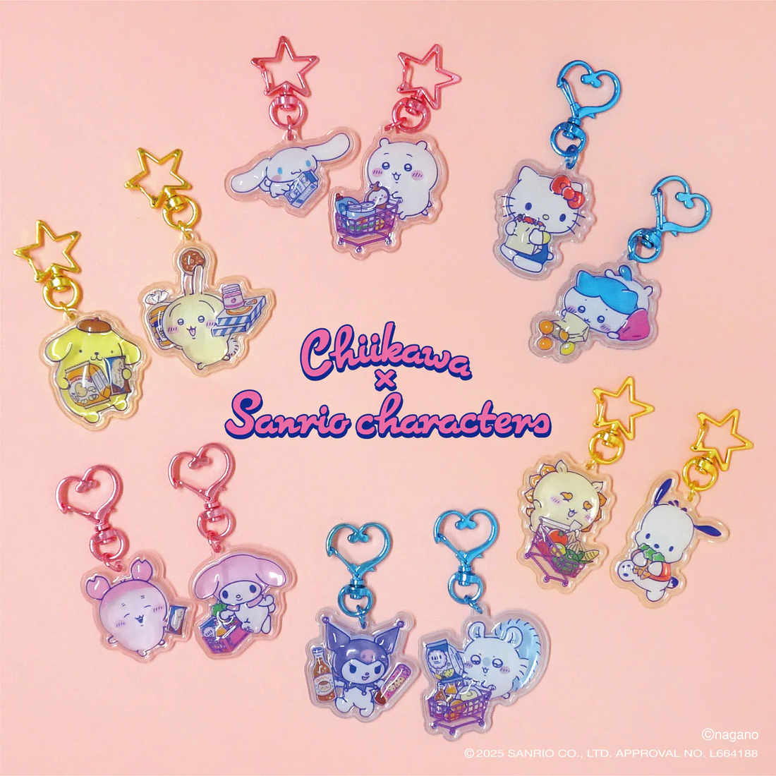 chiikawa｜Sanrio Characters Plump Pair Keychains｜ H145 x W115 x D7mm approx.