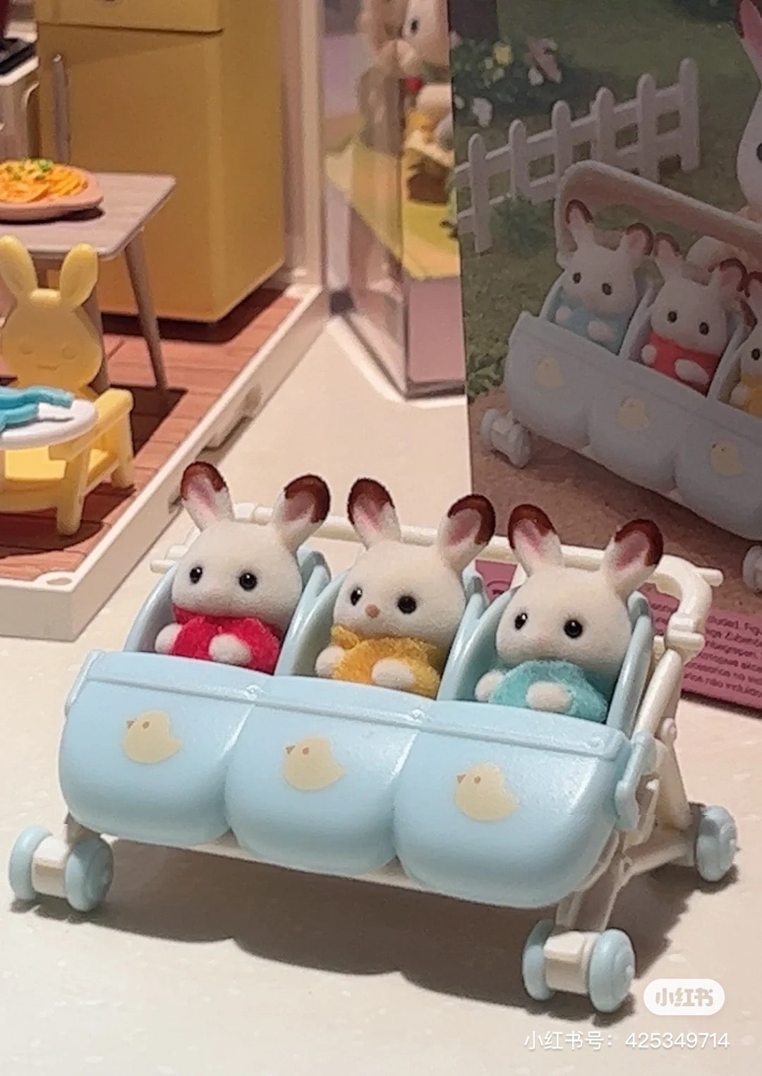 SylvanianFamilies森贝儿家族｜Triplets Stroller三胞胎小鼻嘎婴儿推车/玩具/过家家/不含公仔5533