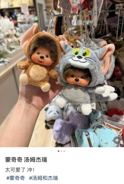 Monchhichi｜Tom &amp; Jerry x Monchhichi  Big Face Mascot Holder /Plush Keychain｜H13 x W10.5 x D7cm approx.