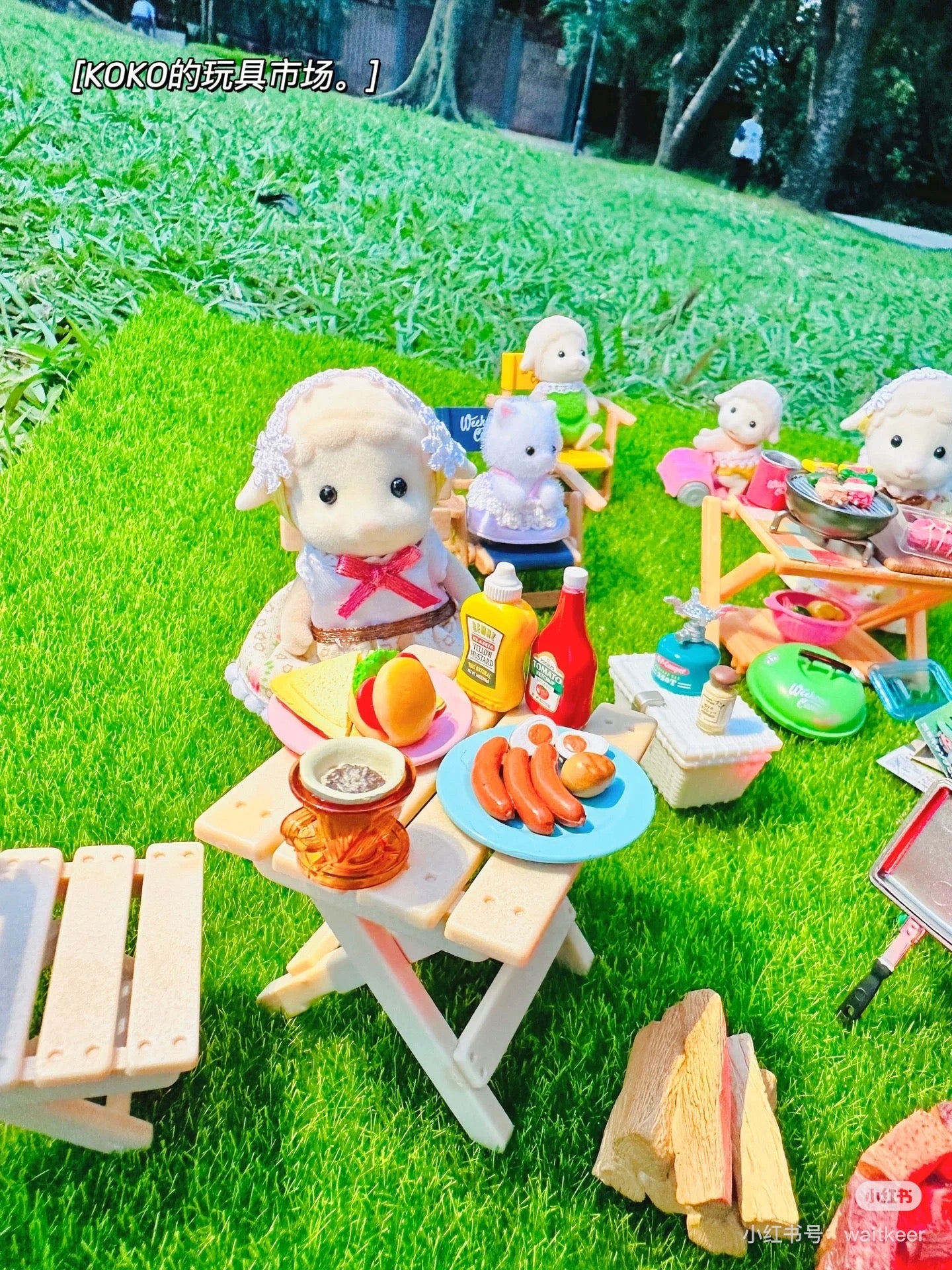 SylvanianFamilies森贝儿家族｜Sheep Family绵羊家族一家四口植绒站宝套组/玩具/过家家5619