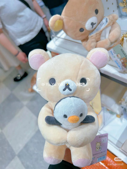 Rilakkuma轻松熊｜ Favorite Things Plush Smartphone Stand San-X毛绒玩偶手机支架/衣服和企鹅可分离｜约180×140×110mm