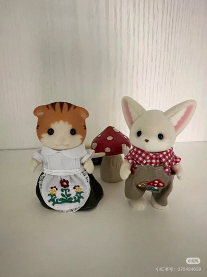 【limit 1】SylvanianFamilies｜Friends Pair Doll Set Mushroom Flower Embroidery-Maple Cat&amp;Fennec Fox