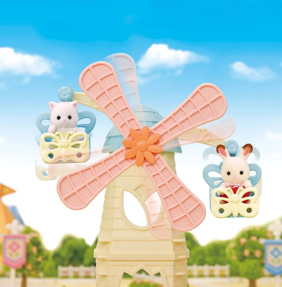SylvanianFamilies森贝儿家族｜Baby Windmill Park梦幻城堡游乐园系列花之风车套组5526