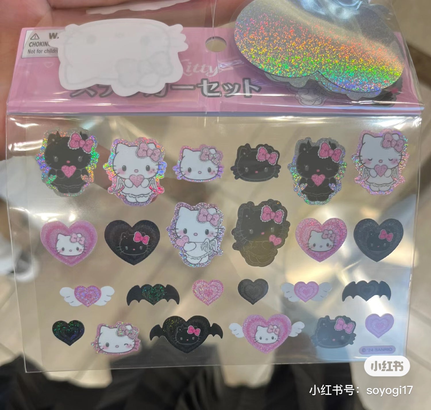 Hello kitty凯蒂猫｜Sanrio Hello Kitty Bangs Clip/ Angel and Little Devil天使恶魔镭射模切贴纸｜共29张