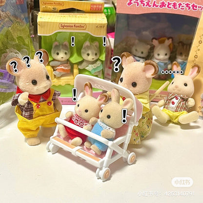 SylvanianFamilies森贝儿家族｜Double Push Chair 带篷粉色双胞胎婴儿车/玩具/过家家4533