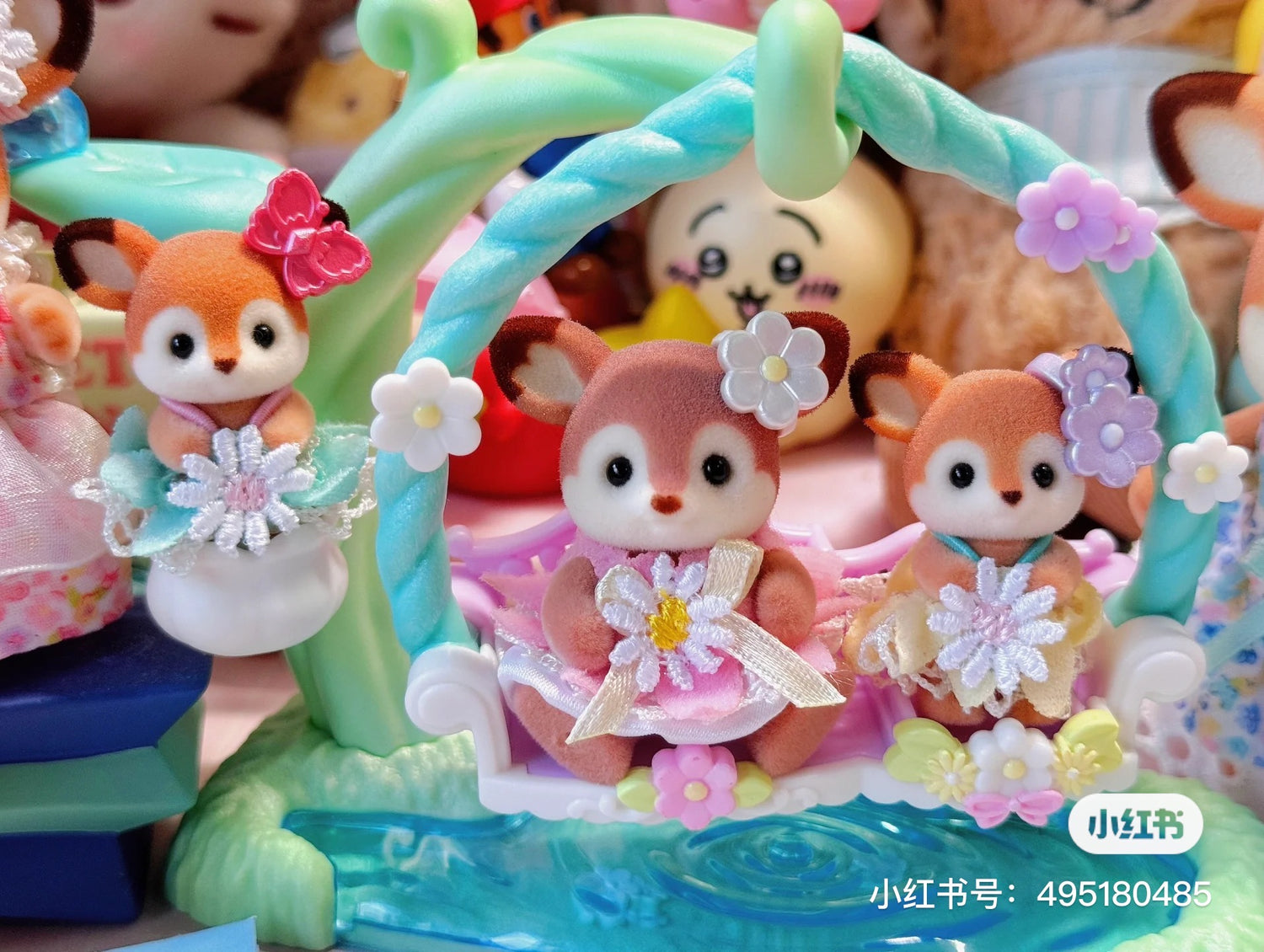 SylvanianFamilies｜Deer Babies - Floral Swing Set 5801
