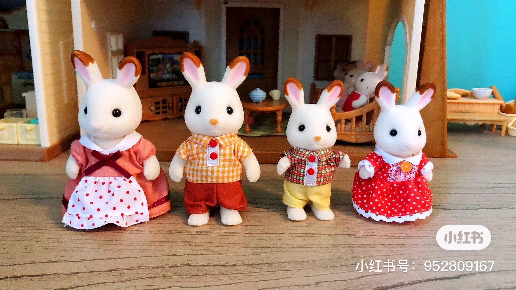 SylvanianFamilies森贝儿家族｜Chocolate Rabbit Family可可兔家族系列/一家四口套组/玩具/过家家5655