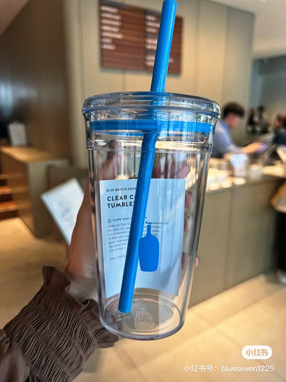 Blue bottle coffee｜KeepCup合作款透明树脂耐热吸管杯｜454ml