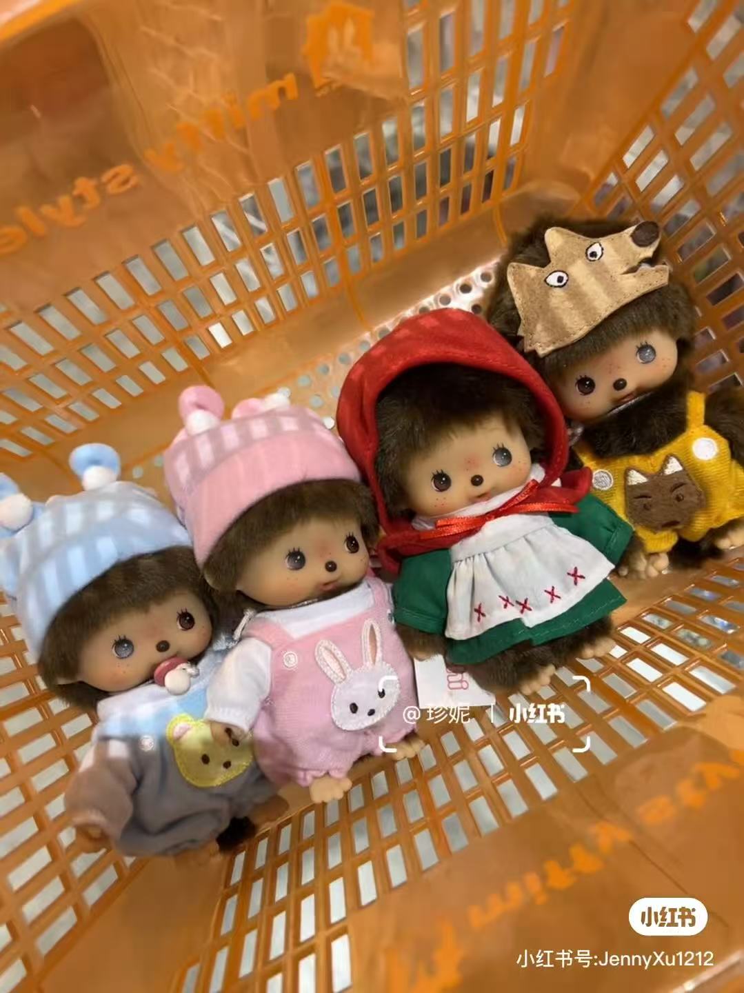 Monchhichi｜Babychhichi Revival Dance Party Little Red Riding Hood &amp;Wolf Plush Dolls/Plush Toy｜H13.5 x W10 x D7cm approx.