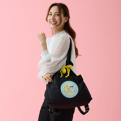 Chiikawa 吉伊卡哇｜黑色双肩单间两用抽绳束口包/背包｜约H370 x W410 x D130mm