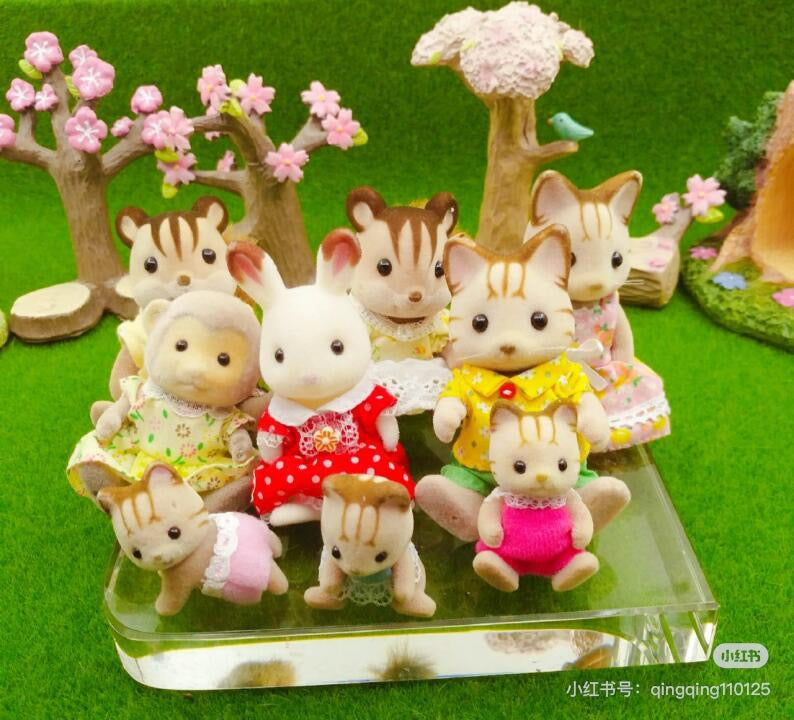 SylvanianFamilies森贝儿家族｜Striped Cat Family三纹猫一家四口站宝套装玩具/过家家5180