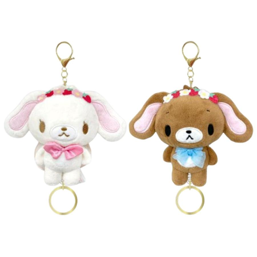 Sanrio｜Sugarbunnies Strawberry Flower Fairy Retractable Reel Mascot Holder /Plush Keychain｜100×135×60mm approx.