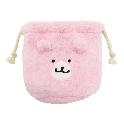 chiikawa吉伊卡哇｜Marimocraft Chiikawa Face Bag Kuma-san Pochett粉色脸型抽绳毛绒收纳包/巾着｜约 H160 x W160 x D10mm